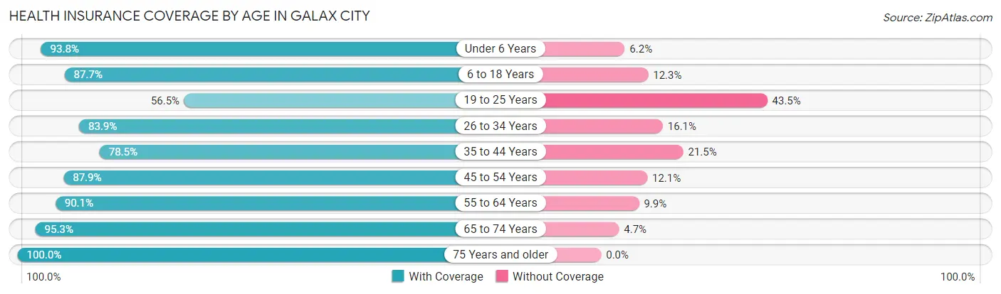 Health Insurance Coverage by Age in Galax city