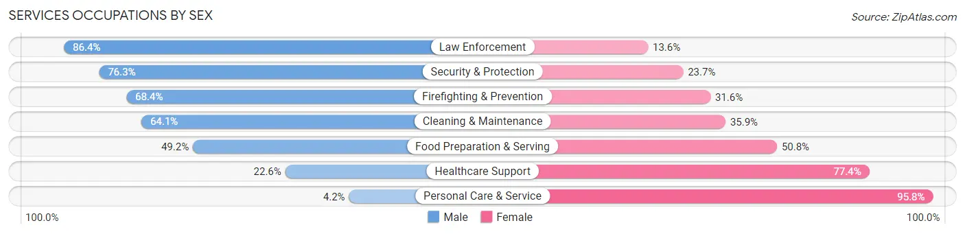 Services Occupations by Sex in Giles County