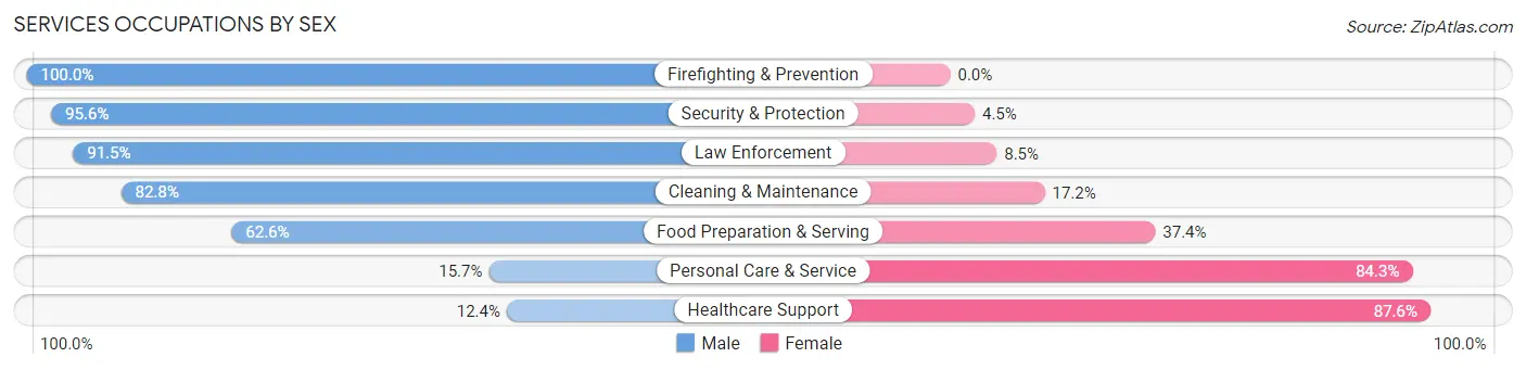 Services Occupations by Sex in Gloucester County