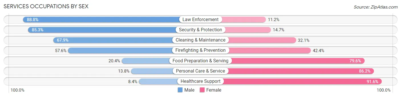 Services Occupations by Sex in Grayson County