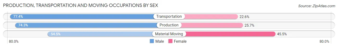 Production, Transportation and Moving Occupations by Sex in Hampton City