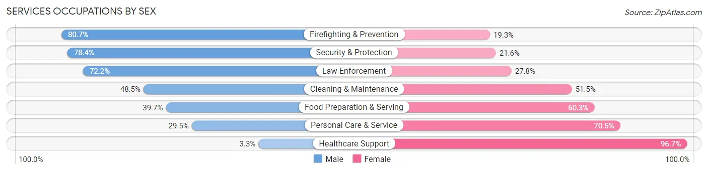 Services Occupations by Sex in Hampton City