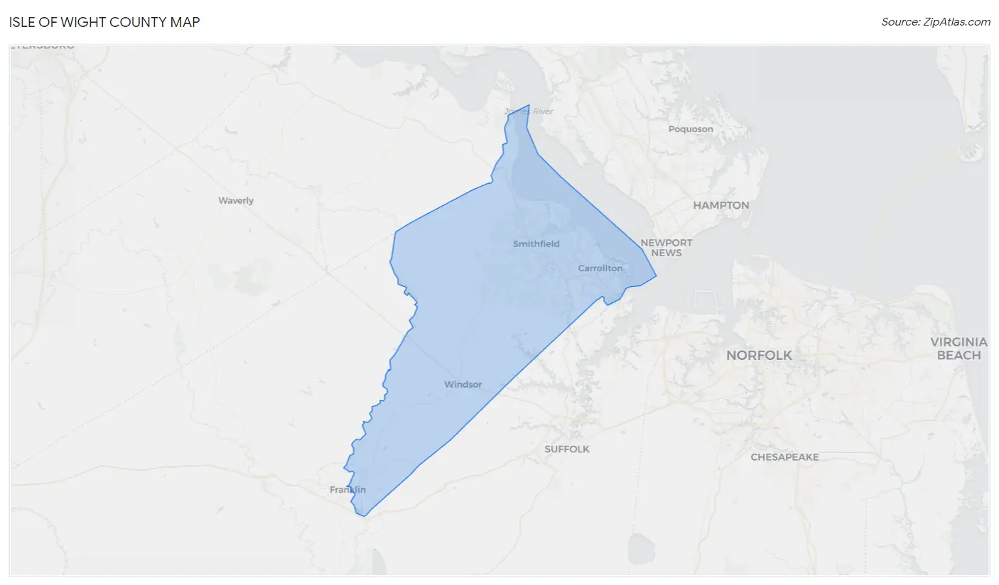 Isle of Wight County Map