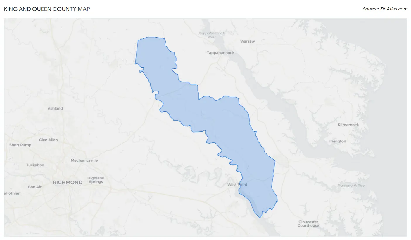 King and Queen County Map