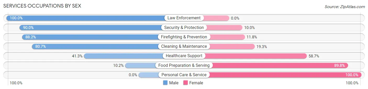 Services Occupations by Sex in King and Queen County