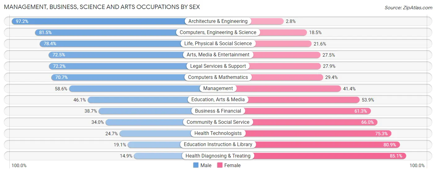 Management, Business, Science and Arts Occupations by Sex in King George County