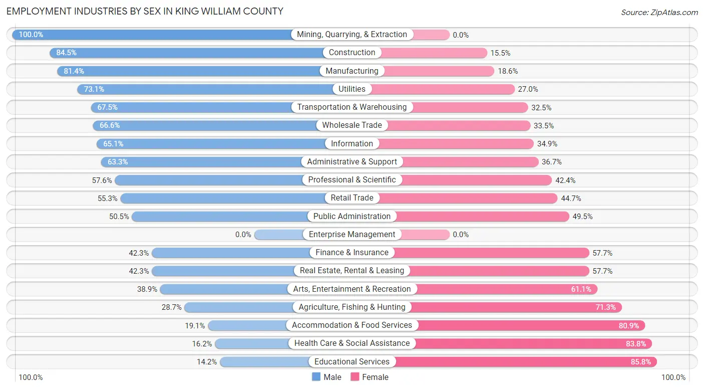 Employment Industries by Sex in King William County