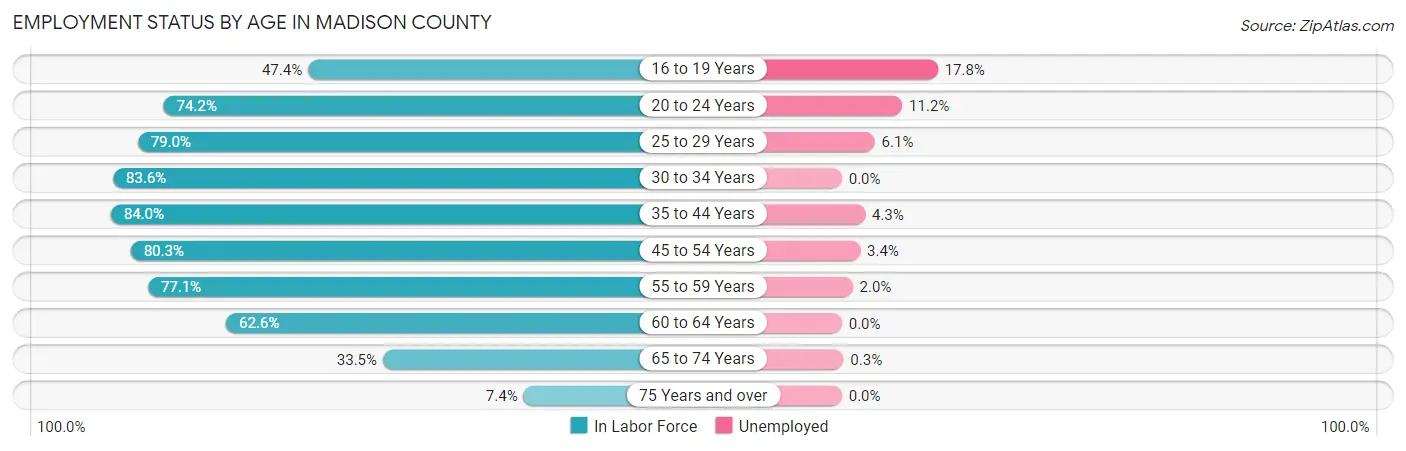 Employment Status by Age in Madison County