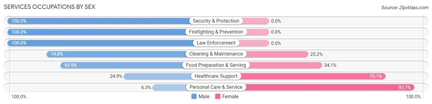 Services Occupations by Sex in Madison County