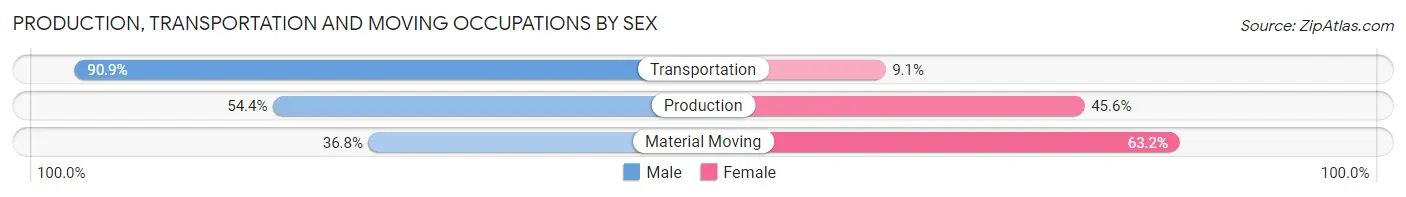 Production, Transportation and Moving Occupations by Sex in Martinsville City