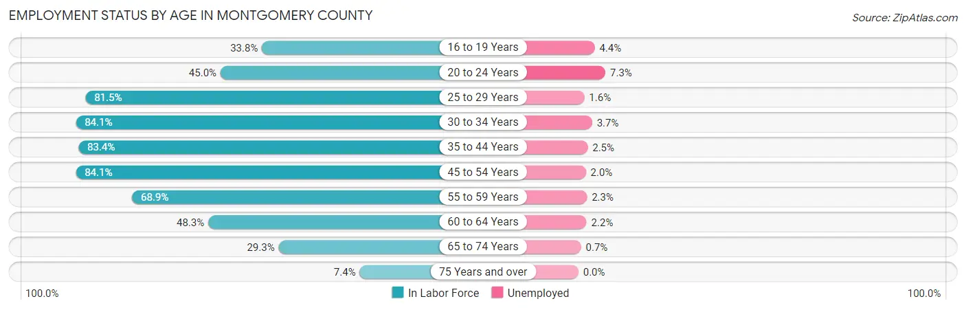 Employment Status by Age in Montgomery County