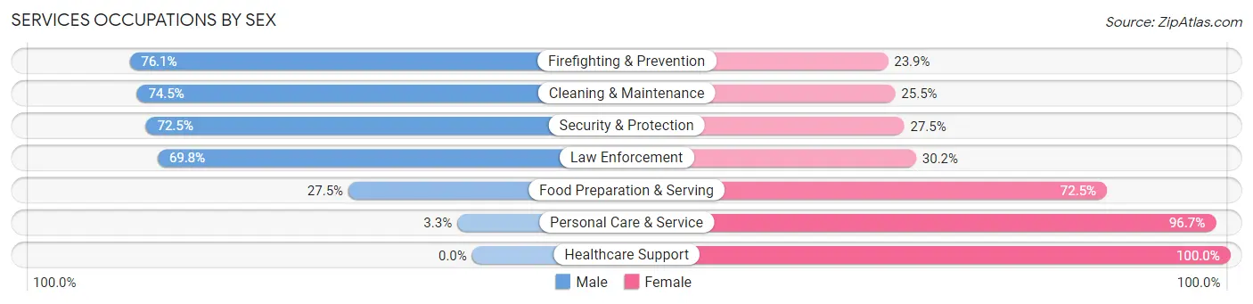 Services Occupations by Sex in Nelson County