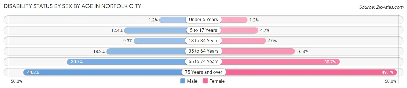Disability Status by Sex by Age in Norfolk City