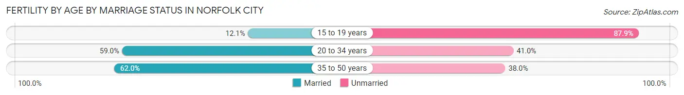 Female Fertility by Age by Marriage Status in Norfolk City