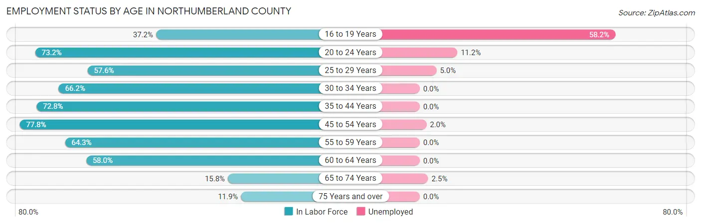 Employment Status by Age in Northumberland County