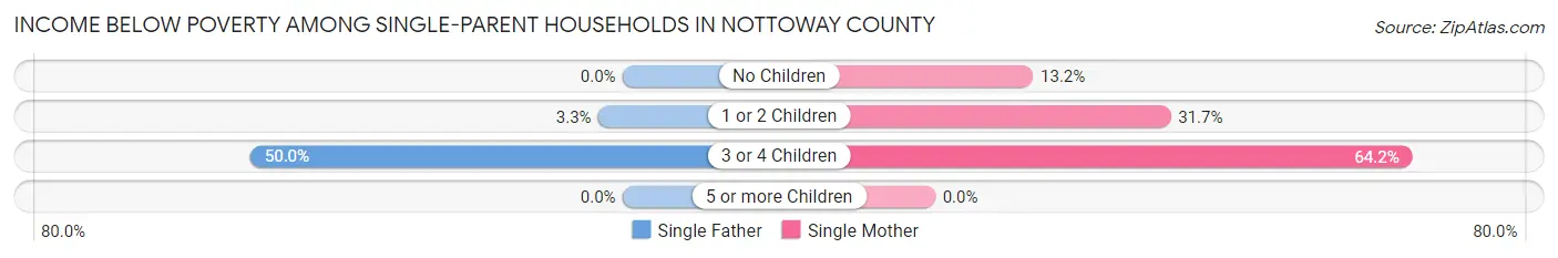 Income Below Poverty Among Single-Parent Households in Nottoway County