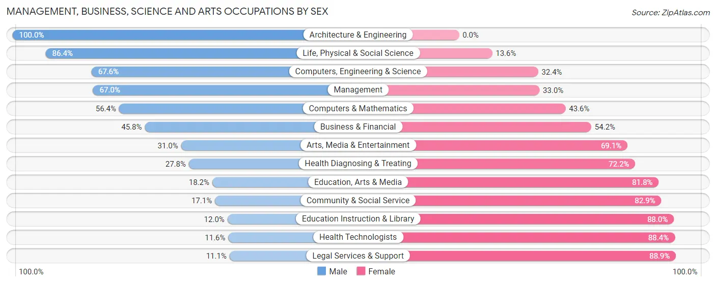 Management, Business, Science and Arts Occupations by Sex in Patrick County