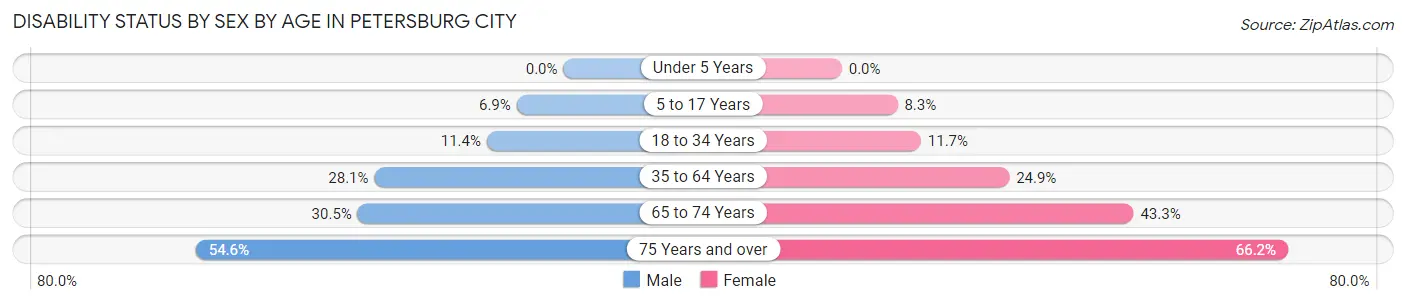 Disability Status by Sex by Age in Petersburg city