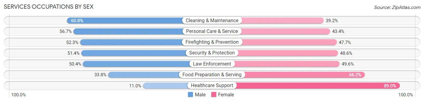 Services Occupations by Sex in Petersburg city