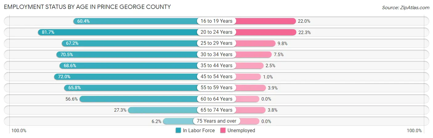 Employment Status by Age in Prince George County