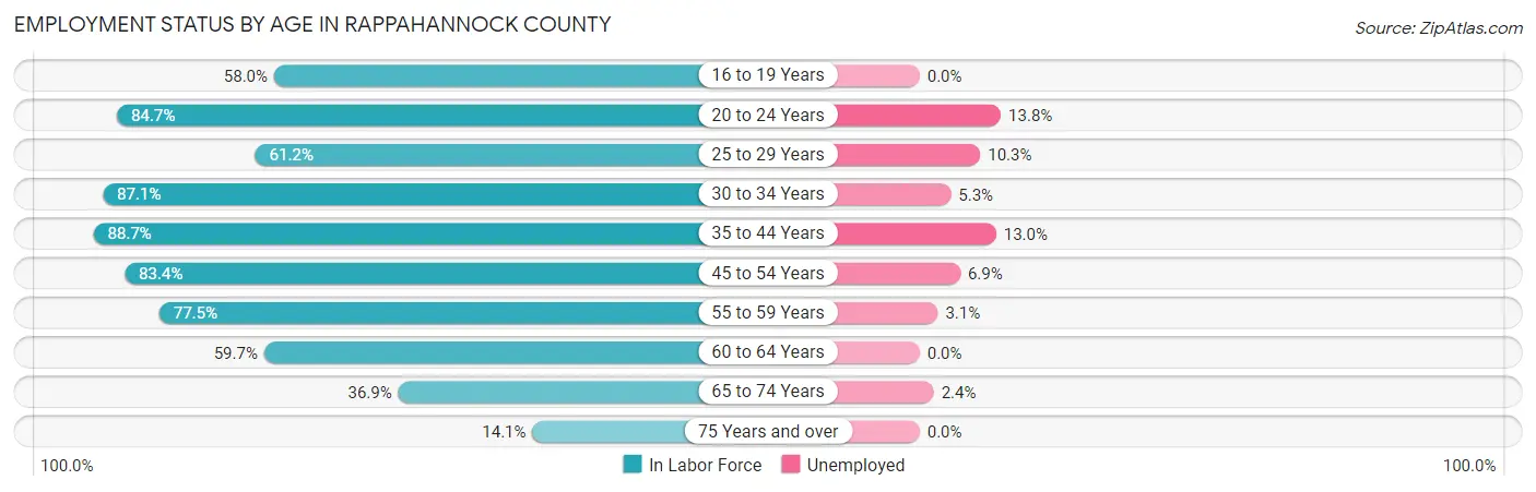 Employment Status by Age in Rappahannock County