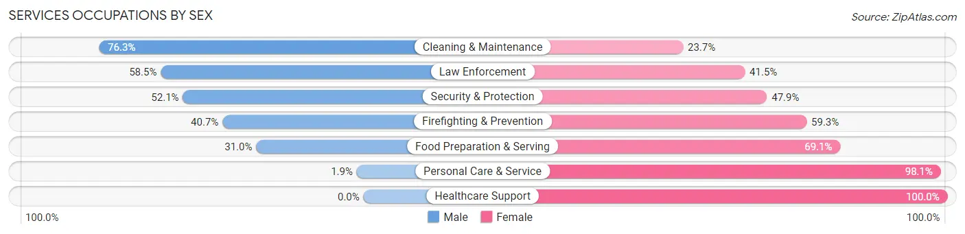 Services Occupations by Sex in Rappahannock County
