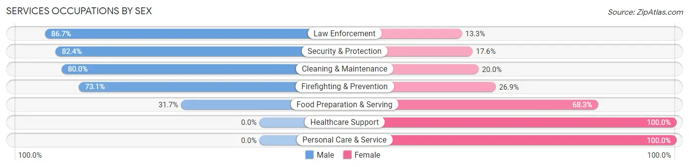 Services Occupations by Sex in Rockbridge County