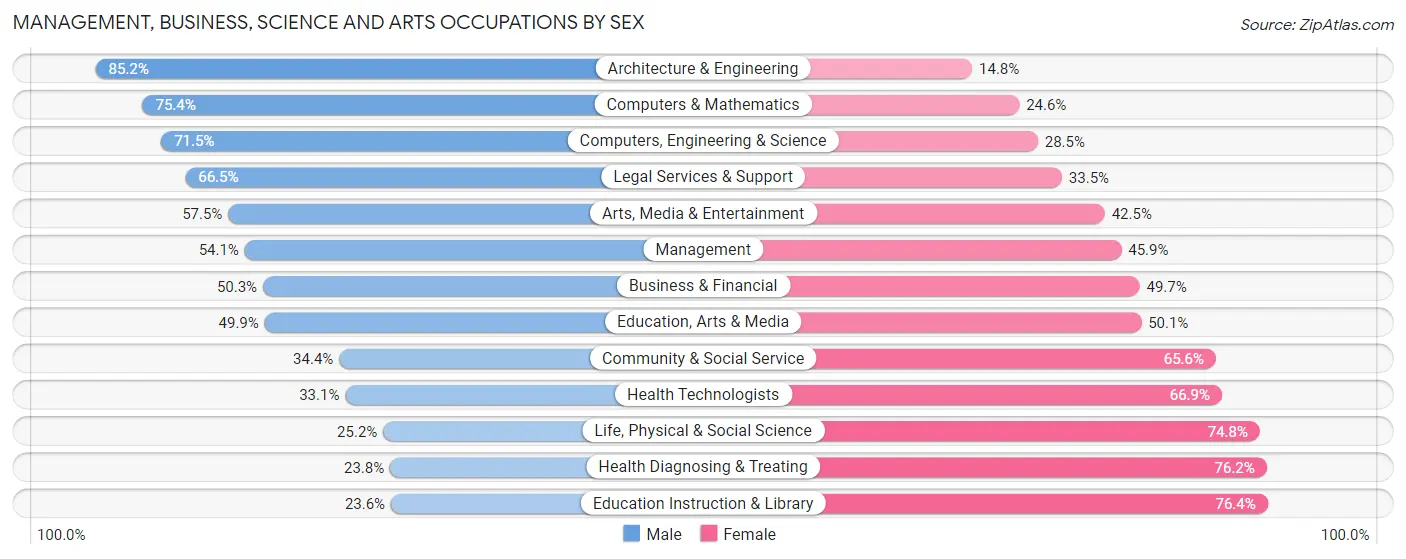 Management, Business, Science and Arts Occupations by Sex in Rockingham County