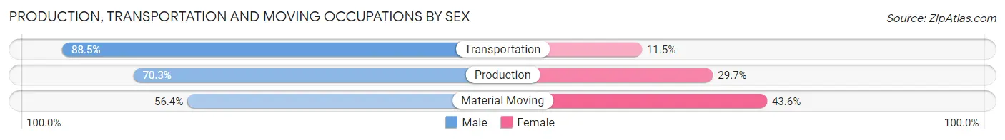 Production, Transportation and Moving Occupations by Sex in Shenandoah County
