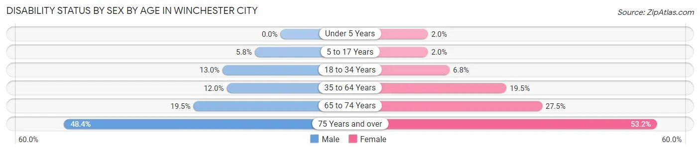Disability Status by Sex by Age in Winchester city