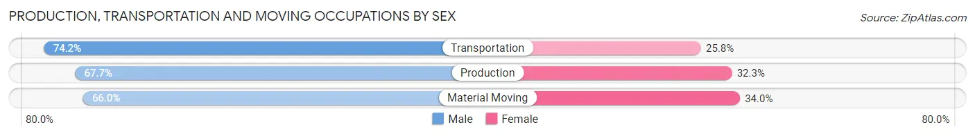 Production, Transportation and Moving Occupations by Sex in Winchester city