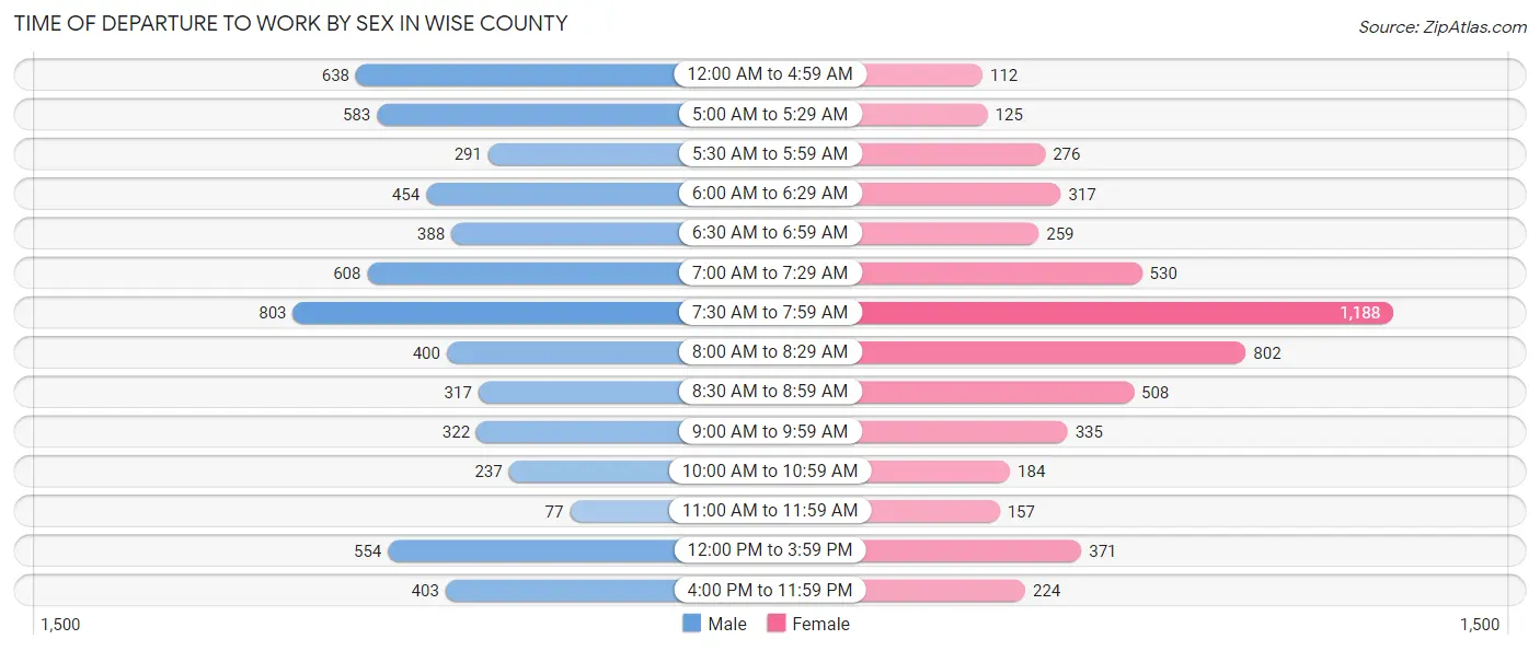Time of Departure to Work by Sex in Wise County