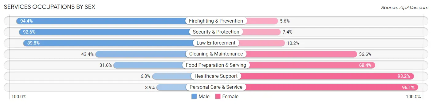 Services Occupations by Sex in Wythe County