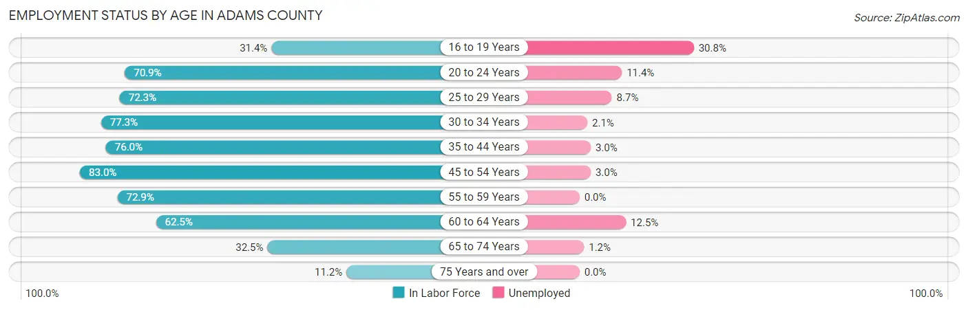 Employment Status by Age in Adams County