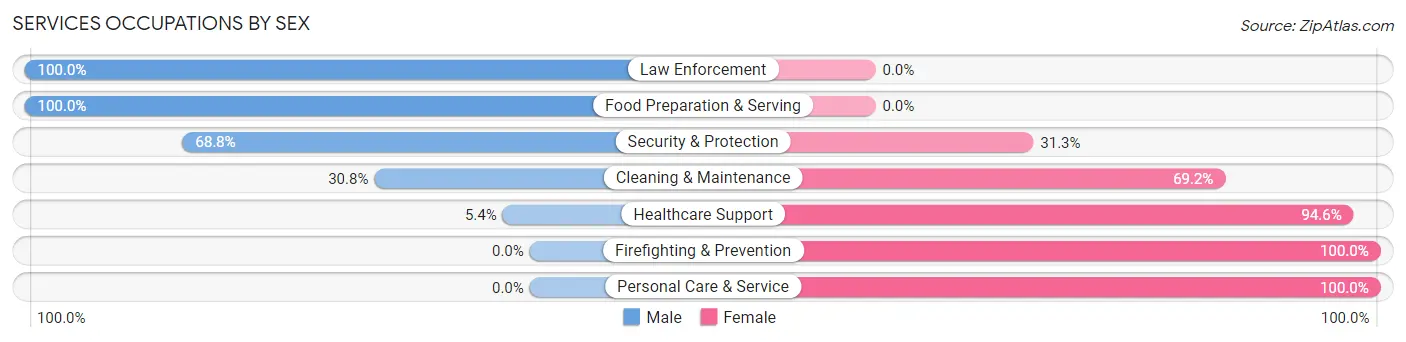 Services Occupations by Sex in Garfield County