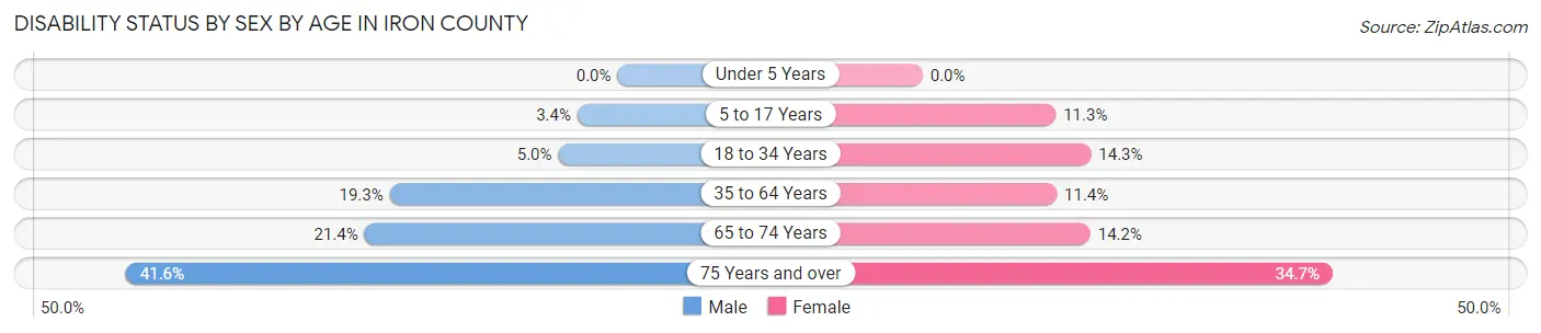 Disability Status by Sex by Age in Iron County