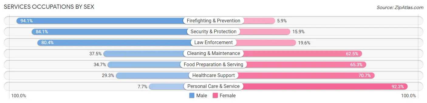 Services Occupations by Sex in Iron County