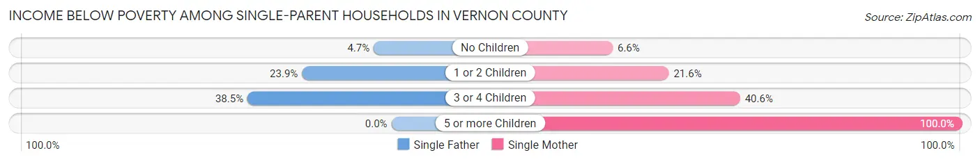 Income Below Poverty Among Single-Parent Households in Vernon County