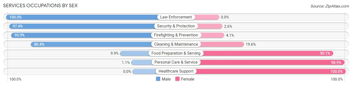 Services Occupations by Sex in Braxton County