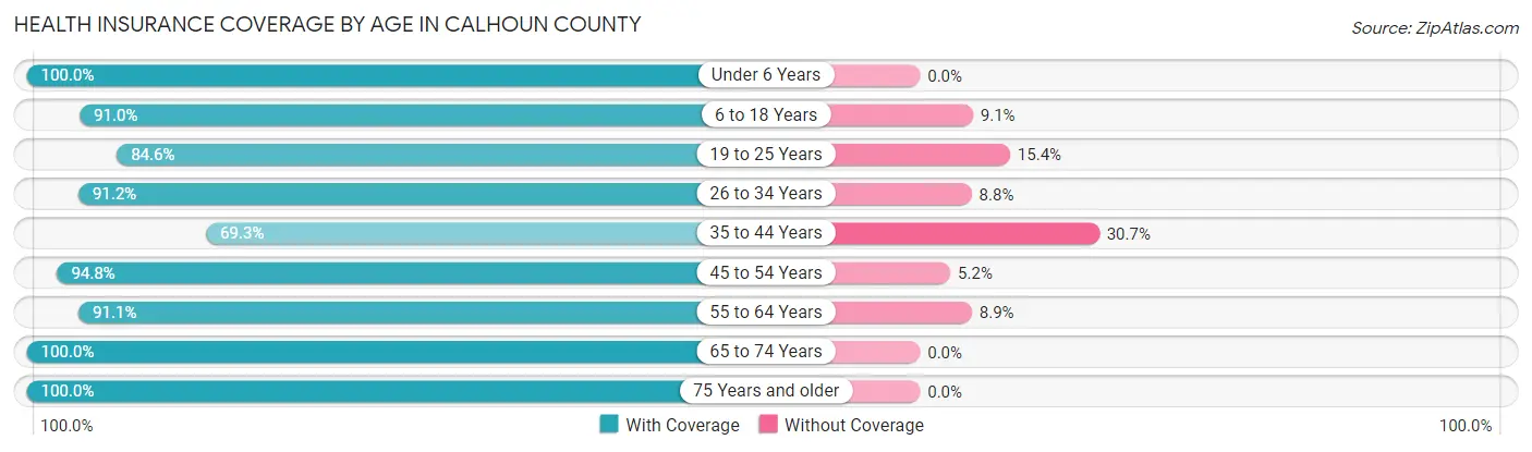 Health Insurance Coverage by Age in Calhoun County