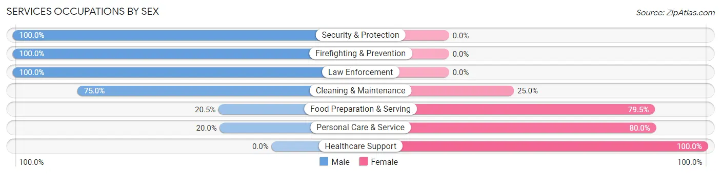 Services Occupations by Sex in Calhoun County