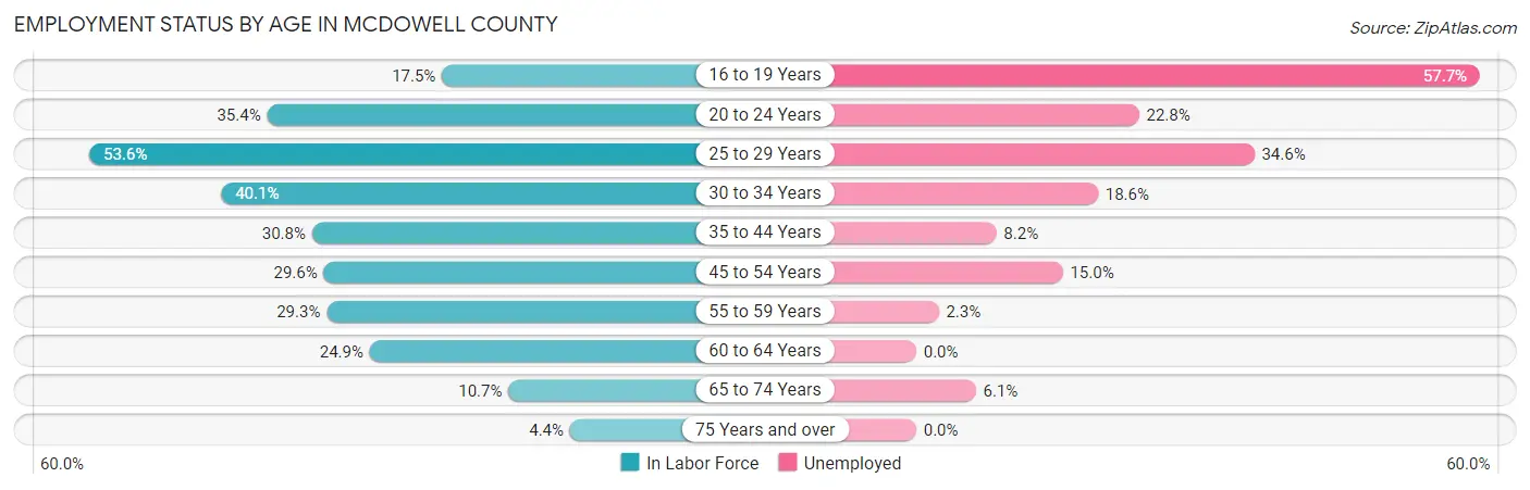Employment Status by Age in McDowell County