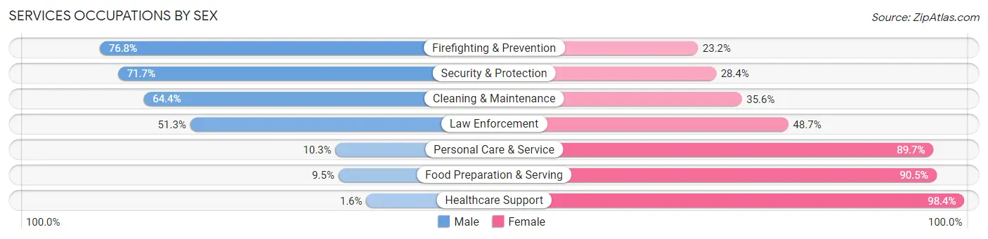 Services Occupations by Sex in McDowell County