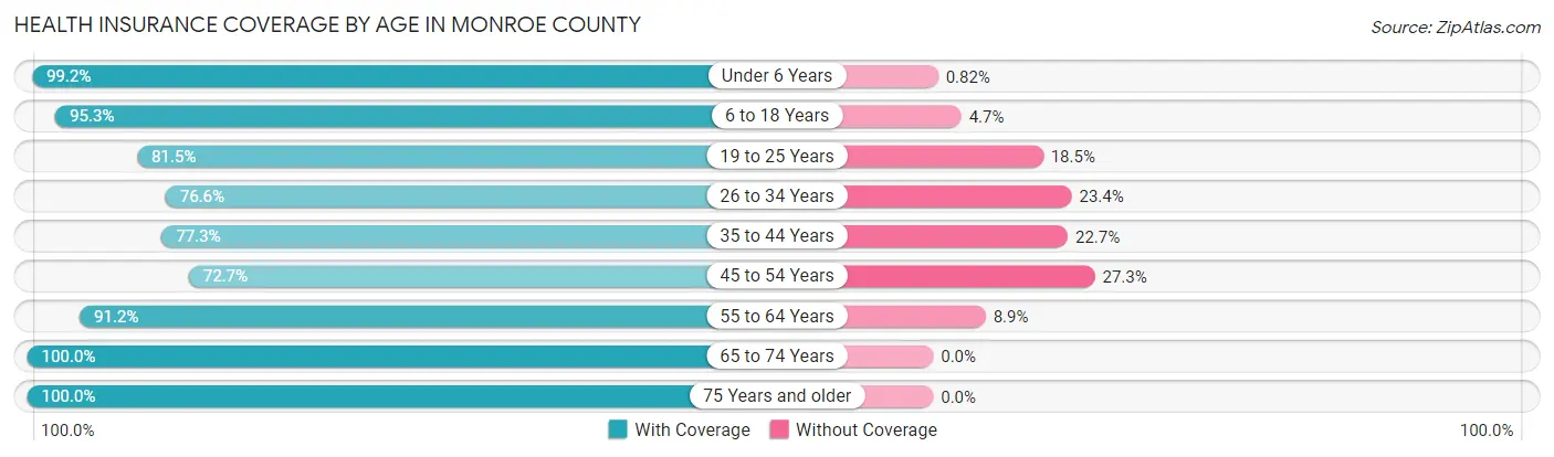 Health Insurance Coverage by Age in Monroe County