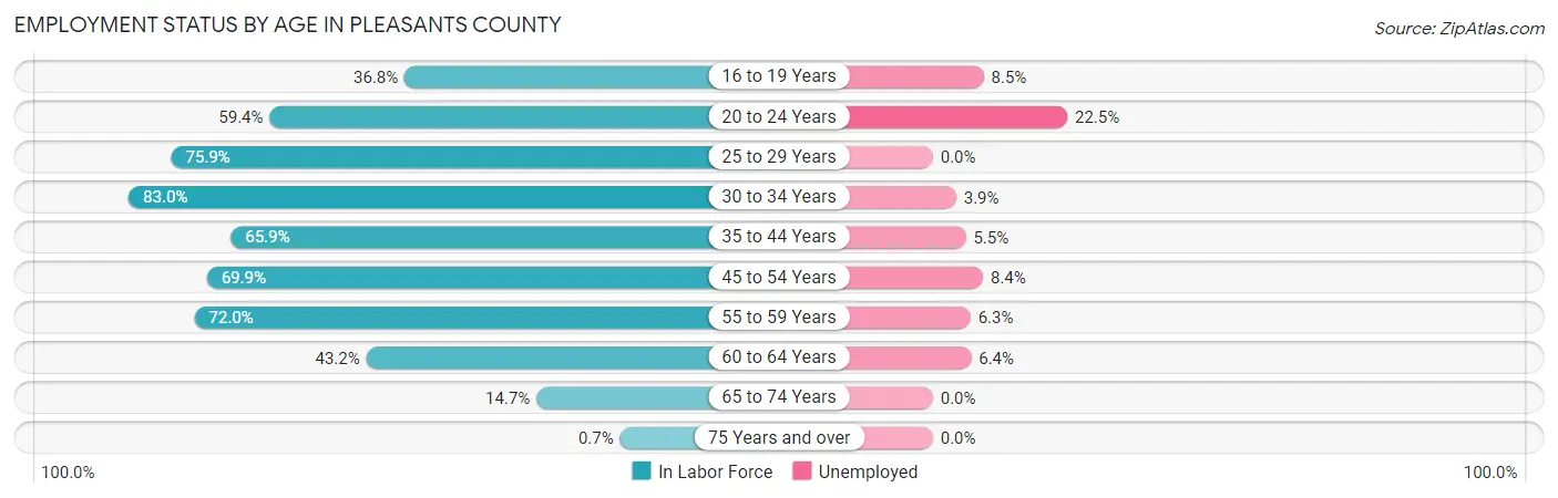Employment Status by Age in Pleasants County