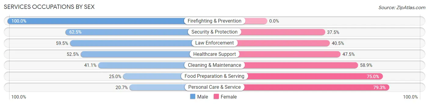 Services Occupations by Sex in Roane County