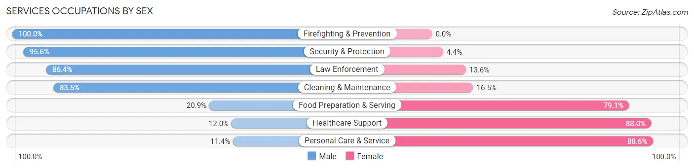 Services Occupations by Sex in Wetzel County