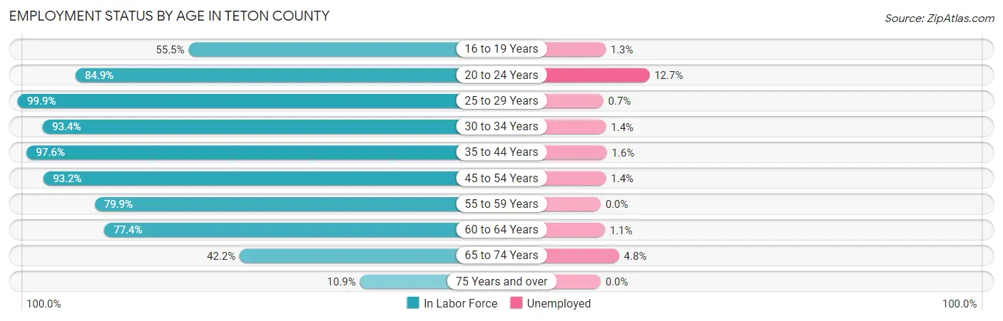 Employment Status by Age in Teton County