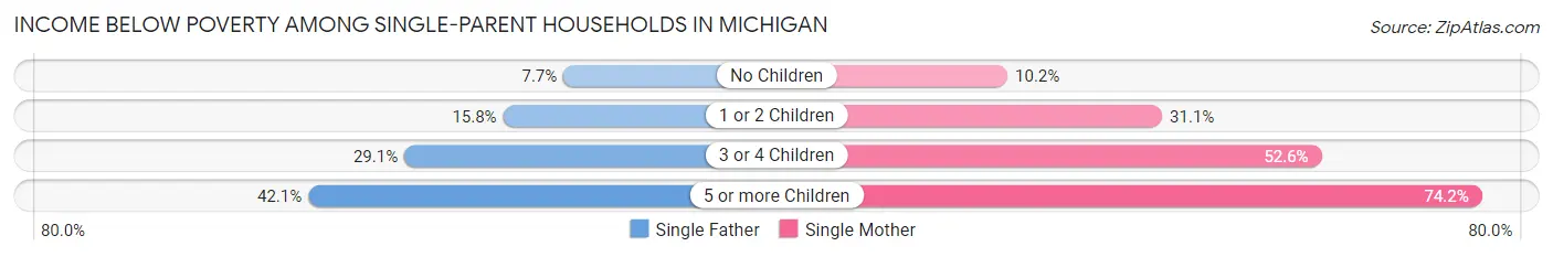 Income Below Poverty Among Single-Parent Households in Michigan