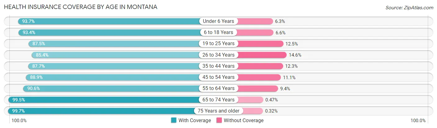 Health Insurance Coverage by Age in Montana